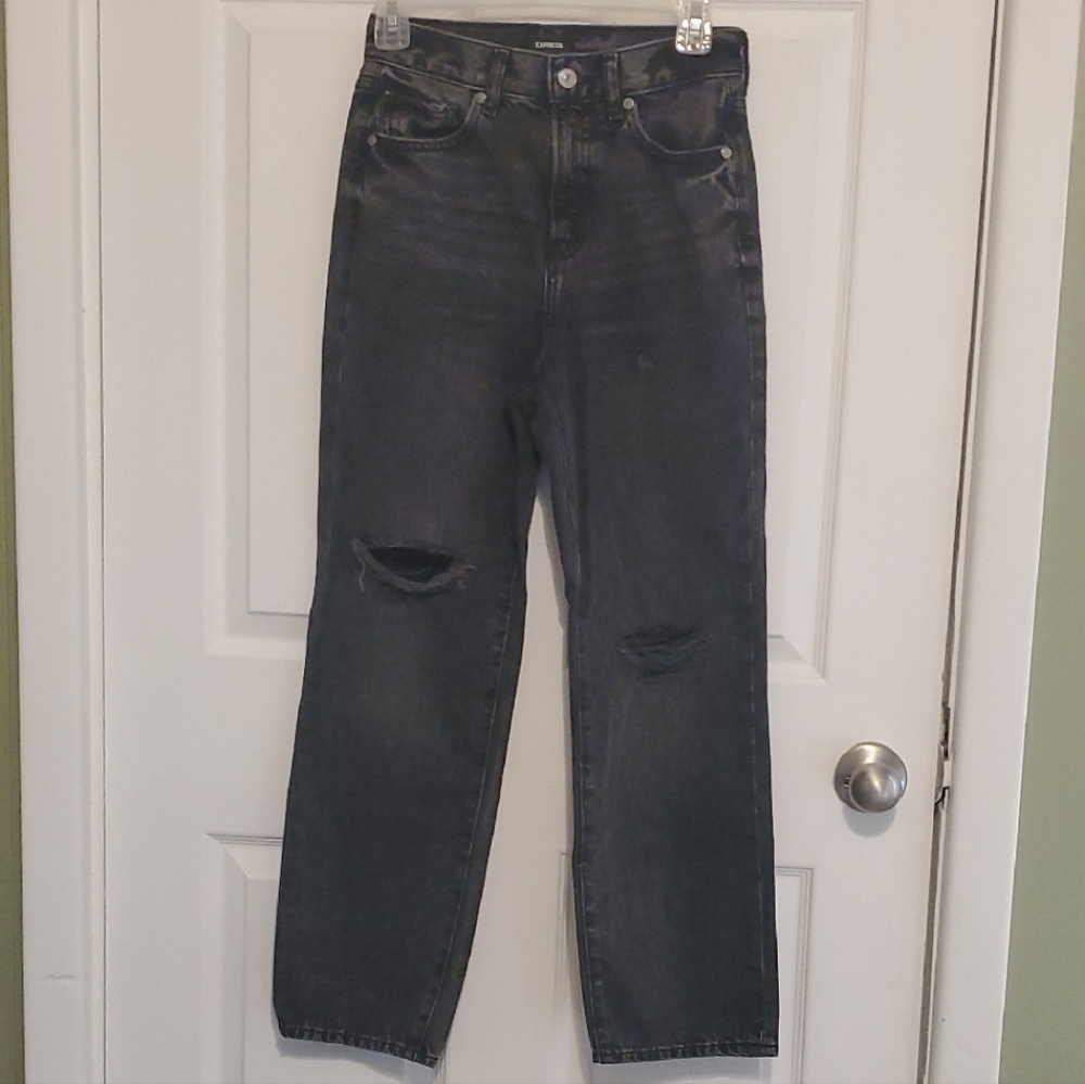 Express High rise, Faded Black Straight Ankle Jeans - Picture 1 of 9